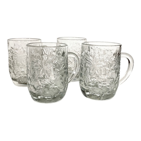 Princess House Fantasia Clear Glass Coffee Tea Egg Nog Mug Set Of Four VTG EUC - Picture 7 of 12